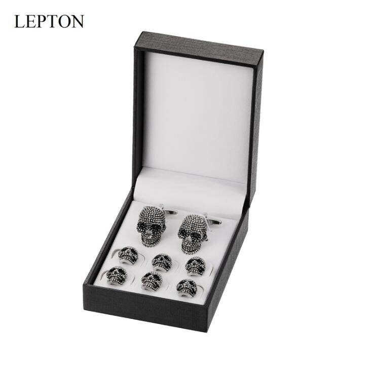 lepton-skull-cufflinks-tuxedo-studsชุดสำหรับชายlepton-vintage-skeleton-cufflink-collar-studs-cuff-linksผู้ชายที่ดีที่สุดชุดของขวัญ-yrrey