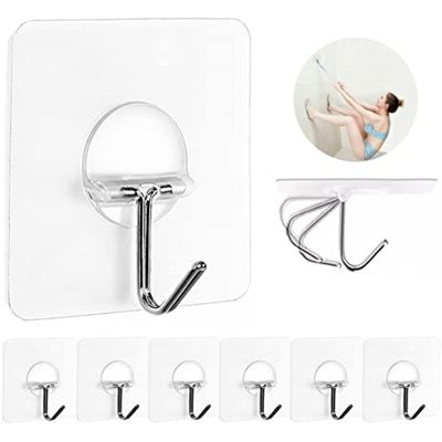 5/10PCS Transparent Stainless Steel Strong Self Adhesive Hooks Key Storage Hanger for Kitchen Bathroom Door Wall Multi-Function