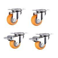 4pcs 1/1.25 1.5 2inch Heavy Duty 60kg Orange Swivel Castor Wheels Trolley Furniture Caster Rubber Furniture Protectors  Replacement Parts