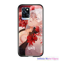 UCUC เคสโทรศัพท์เคสสำหรับ Infinix Note 10 Pro NFC ปลอกกันกระแทกอะนิเมะสำหรับหญิง Demon Slayer UCUC เคสโทรศัพท์ Kimetsu ไม่มี Yaiba Tanjirou Nezuko Glossy กระจกเทมเปอร์ปลอก