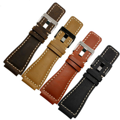 Retro Genuine Leather Watch Band Strap Belt 35*24MM For Bell Ross Watchband Accessories replace For Br01 Br03