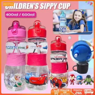 400ml Kids Water Sippy Cup With Straw Cartoon Leakproof Bottles Outdoor  Portable