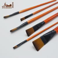 6pcs/Set Watercolor Gouache Painting Pen Nylon Hair Orange short Wooden Handle paintbrush Set Drawing Materials Art Supplies Drawing Painting Supplies