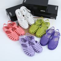 2022 Summer New Melissa Womens Jelly Shoes Ladies Ins Retro Woven Roman Shoes Frosted Beach Shoes Female SM109