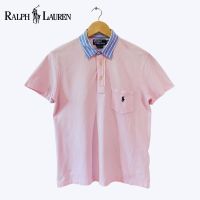 เสื้อโปโลคอปกผู้ชายแขนสั้น สีชมพู มือสอง แบรนด์ polo ralph lauren