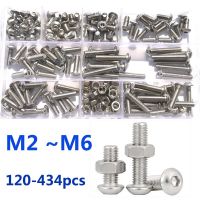 Hex Button Socket Head Cap Screw and Nut 304 Stainless Steel Hexagon Thread Machine Metric Nut Bolt Assortment Kit Set M2 M3 M4 Nails Screws Fasteners