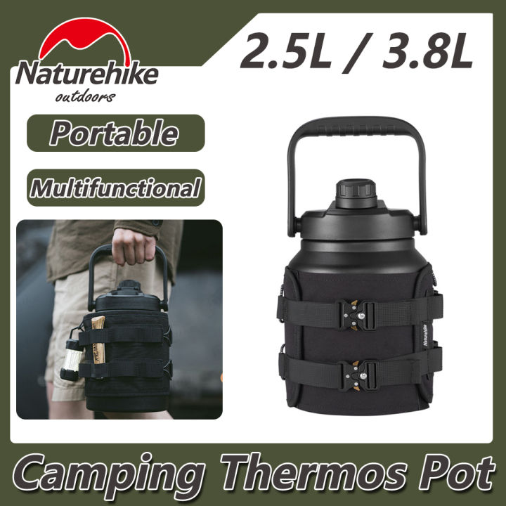 Naturehike Thermos Pot Stainless Steel Vacuum Insulated Large Capacity  Water Flask Portable Outdoor 2.5L/3.8L With Outer Pocket