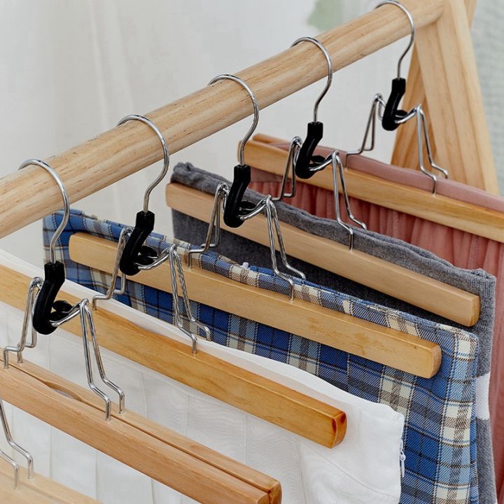 8-pack-wooden-stretcher-clamping-hanger-non-slip-with-swivel-hook-bedroom-clothes-organizer