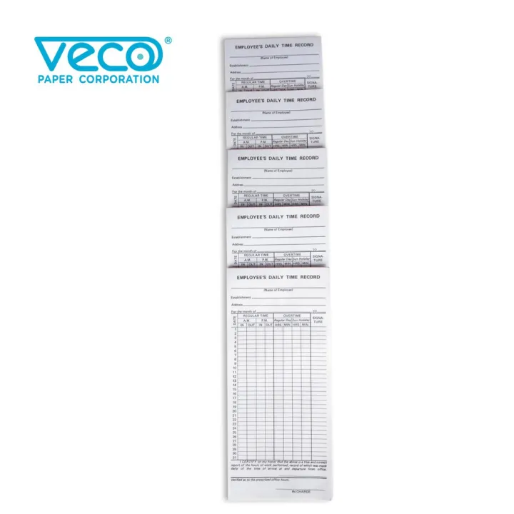 Veco Employee Daily Time Record SF 50lvs 5pads GfZ Lazada PH Veco employee daily time record sf 50lvs 5pads gfz lazada ph