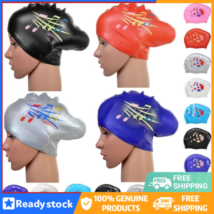 Long hair swimming cap for women extra large rubber silicone waterproof