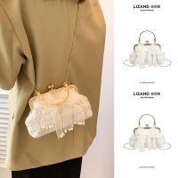 Summer white bow crossbody new Chinese style retro national style with cheongsam bag female 2023 new clip bag 【BYUE】