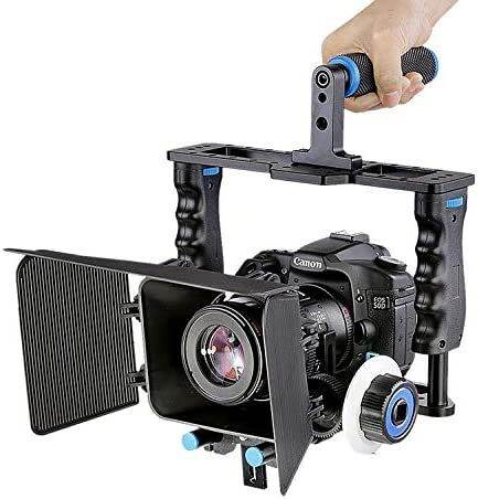 Professional Camera Cage Rig Kit Film Making System w 15mm Rod Follow ...