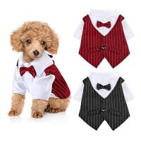 ZZOOI Dog Shirt Pet Small Dog Clothes Stylish Suit Bow Tie Wedding Shirt Costume Formal Tuxedo With Bow Tie Puppy Cat Bulldog Clothing