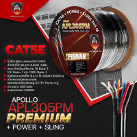 Apollo สายแลน Lan Cable UTP CAT5E Outdoor Premium + Power Line + Messeger wire สำหรับใช้ภายนอก 305m./Box สายแลนอินเตอร์เน็ท สายสัญญาณสำหรับ NETWORK  และกล้องวงจรปิด CCTV