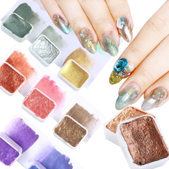 Pearlescent Aurora Nail Powder, 12pcs Chrome Iridescent Nail Art Pigment Dust  Powder Nail Art Decoration