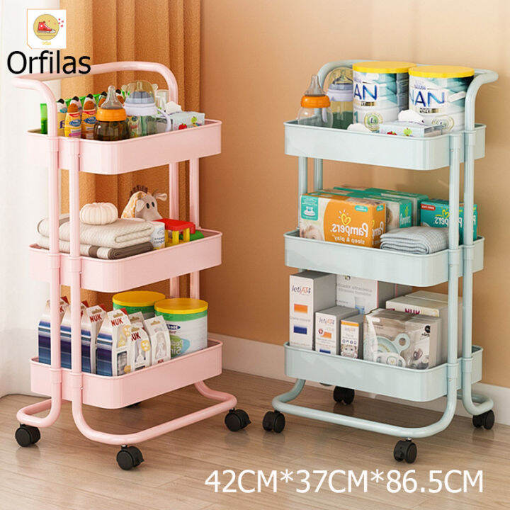 orfilas-4colors-ชั้นวางรถเข็น-ชั้นวางของ-3ชั้น-ชั้นวางของมีล้อ-รถเข็นของ-ชั้นรถเข็น-รถเข็นอาหาร-ชั้นเก็บของในครัว-ชั้นวางของเหล็กชั้นวาง-ชั้นวางของในครัวเรือน