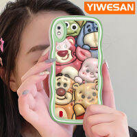 YIWESAN เคส A71 A01 A10ปลอกสำหรับ Samsung ลายการ์ตูน3D หมีสตรอเบอรี่ลายคลื่นกันกระแทกหลากสีเคสโทรศัพท์แบบใสป้องกันเลนส์กล้องกรอบซิลิโคนเคสนิ่มโปร่งใส