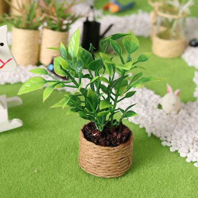 1:12 Dollhouse Miniature Mini Tree Potted For Green Plant In Pot Doll House Furniture Home Decor Simulation Potted Plants 1PC Artificial Flowers  Plan