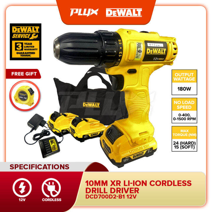 DEWALT DCD700D2-B1 12V, 10mm XR Li ion Cordless Drill Driver (REPLACE ...