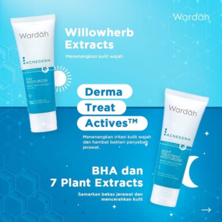 WARDAH ACNEDERM DAY MOISTURIZER &NIGHT TREATMENT MOISTURIZER 40ML | Lazada