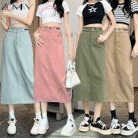 [COD] ZOMRY Split Denim Skirt Waist Pink Skirts Female Commuter