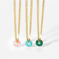 สร้อยคอ Zoe Necklace,สร้อยคอแสตนเลสพร้อมจี้อัญมณีแหวนตัดขนาด18มม. แหวนลำลองบุคลิกภาพผู้หญิงผู้ชายของขวัญ