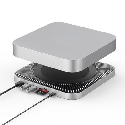 แท่นวางอุปกรณ์สำหรับ Mac Mini Type C HUB สำหรับแล็ปท็อปฐานภายนอกสำหรับ Mac คอมพิวเตอร์ขนาดเล็ก7 In 1 USB PD อินเตอร์เฟซขยายความฮาร์ดดิสก์ Feona