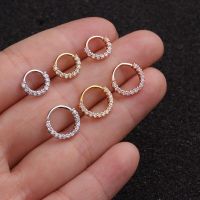 Zircon Fashion 1ชิ้น6 8 10มม. สีทอง,สแตนเลสสตีลสีสีเงินสีรุ้งห่วงเปิดจมูกอัญมณีประดับร่างกายห่วงเจาะร่างกาย