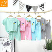 Childrens Clothing Summer Modal Childrens Short-Sleeved T-shirt Suit Boys and Girls Two-Piece Set Children High Low Waist Home Wear