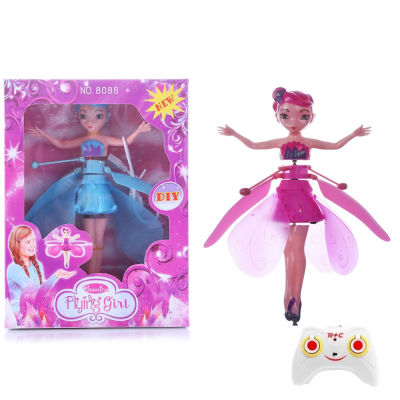 Flying Princess Flying Fairy POP IT Doll with Lights Infrared Induction Control RC Helicopter Kids Toys Ballet Girl Flying Princess Playset