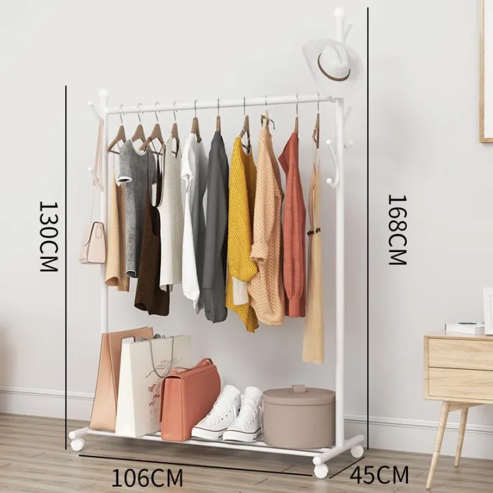 Adjustable Clothes Drying Rack Portable Rolling Garment Rack with Shoe