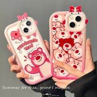 เคสสำหรับ OPPO A15 A12E A15S A16 A16s A31 A53 A54 A55 A57 A3S A72 A74 A8 A9 A5 A96ฝาครอบโทรศัพท์การ์ตูนหมีสตรอเบอร์รี่ Lotso โบว์เคสเลนส์มอนสเตอร์ตัวเล็ก