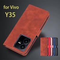 Card Holder Wallet Case for Vivo Y35 4G Pu Leather Case Flip Holster Phone Fitted Cover Case capa fundas Coque Business