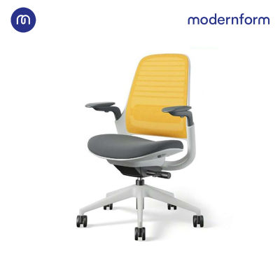 Modernform เก้าอี้ Steelcase ergonomic รุ่น Series1 พนักพิงกลาง สีเหลือง  เก้าอี้เพื่อสุขภาพ เก้าอี้ผู้บริหาร เก้าอี้สำนักงาน เก้าอี้ทำงาน เก้าอี้ออฟฟิศ เก้าอี้แก้ปวดหลัง หุ้มด้วยผ้าตาข่ายไมโครนิต มีอุปกรณ์รองรับเอวปรับได้ ปรับน้ำหนักตามผู้นั่งอัตโนมัติ