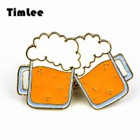 Timlee X223 Cartoon Cute Two Beer Wine Cup Coffee Metal Brooch Pins Gift Jewelry Wholesale