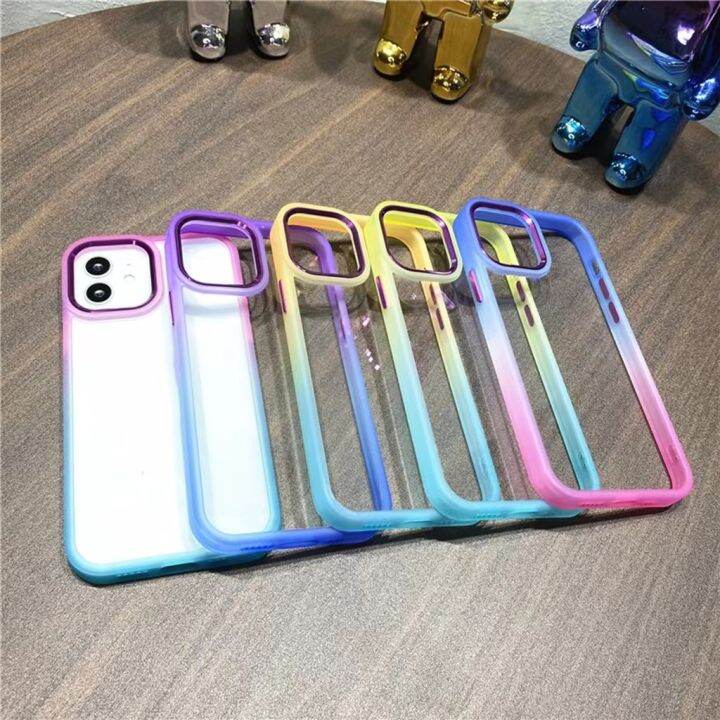 เคสหลังใสขอบสีทูโทน-สำหรับiphone-14-pro-max-13-pro-max-12-12pro-max-11-11promax-7-8-se2-se3-7-8-x-xs-xr-xsmax