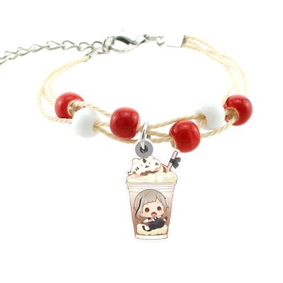 TAFREE Wenhao Wild Dog Drink Cup Cartoon Cute Bracelet Red and White Beaded Rope Chain Epoxy Resin Hand Rope with Listing