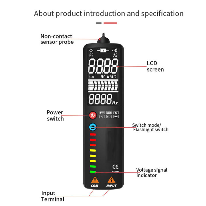 เครื่องตรวจจับแรงไฟฟ้ามัลติมิเตอร์อัจฉริยะแบบดิจิตอล-lcd-แบบสัมผัสสามารถวัดเครื่องทดสอบความถี่ต้านทานความถี่ต้านทานแรงดันไฟฟ้า-dc-ac