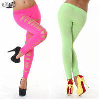 【cw】 European and American y Oversized Elastic Front Ripped Leggings Spring Candy Color Hip Raise Slimming Ankle-Length Pants