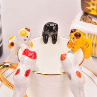 1x Ceramic Cartoon Cute Cat Animal Spoons Hanging Coffee Cutlery Dessert Tool Serving Utensils