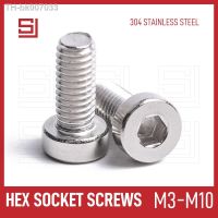 ﺴ∋  SJ Hex Hexagon Socket Machine Bolt Screws M3 M4 M5 M6 M8 M10 Stainless Steel 304 Allen Short Head Thin Low Cap Screw Bolt 4-60mm
