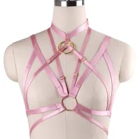 Gothic เทศกาล Body Harness Rave Harajuku คอ Bondage กรง Bra Bralette ปรับเครื่องราง Burlesque Corset