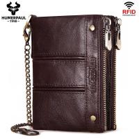 HUMERPAUL Men Wallet Leather Luxury Design Zipper Coin Pocket Short Male Purse Card Holder Rfid Money Bag Man Purses