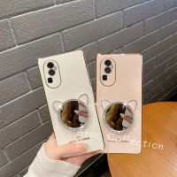 Phone Case เคส OPPO A78 NFC Reno10Pro + OPPO Reno10 Pro + Plus 5G 4G เคสโทรศัพท์ลดกระหน่ำสีลูกอมฝาครอบนิ่มป้องกันเลนส์พร้อมหูแมว2023กระจกแต่งหน้า