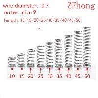 【NEW】 Discount_Bazar 10ชิ้นสาย0.7มิลลิเมตร0.7x9xL OD = 9สเตนเลสสตีลสปริงอัดจุดเล็กๆความยาว