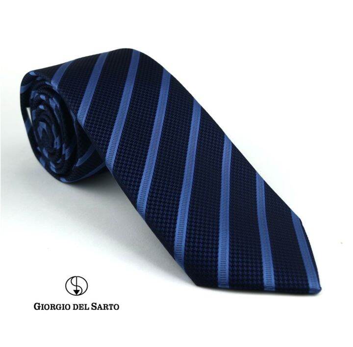 Del Sarto Necktie 7.5 cm Blue with Fabric Texture เนคไทสีน้ำ