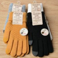 Women 39;s Cashmere wool Knitted Gloves Winter Warm thick touch screen gloves Solid Mittens for Mobile Phone Tablet Pad