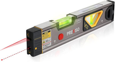 PREXISO 2-in-1 Laser Level Spirit Level with Light, 100Ft Alignment Point &amp; 30Ft Leveling Line, Magnetic Laser Leveler Tool for Construction Picture Hanging Wall Writing Painting Home Renovation
