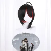 Game Arknights New Operator Gnosis Cosplay Wig Snow Melting Promise Auxiliary Black Highlighting Red Short Hair Cos Wig+Wig Cap