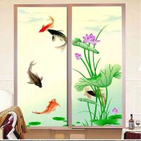 Customized size Chinese style frosted glass film No lens attached to transparent window decals Glass stickers landscape painting Window Sticker and Fi